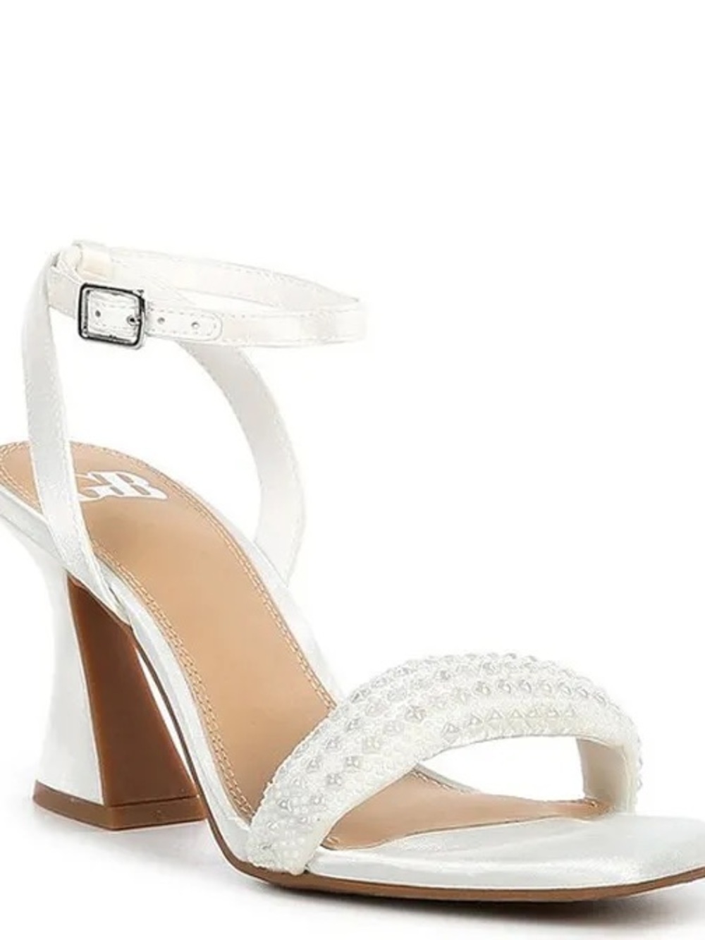 Gianni Bini Satin Pearl Embellished Bridal Heels